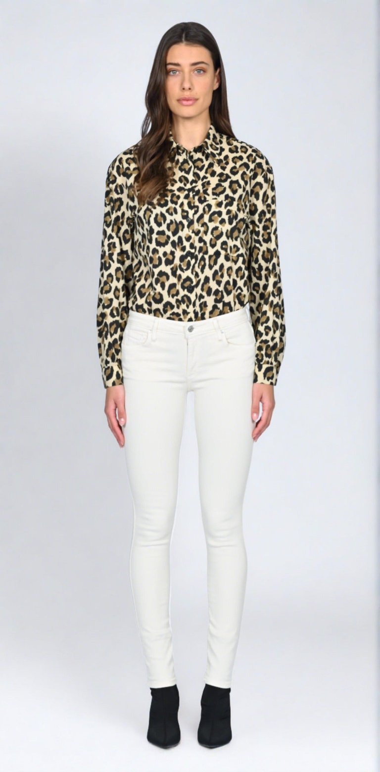 Jude Mid Rise Skinny  Jeans w/ All Over Leopard - Nomad