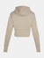 Beige Cropped Hoodie