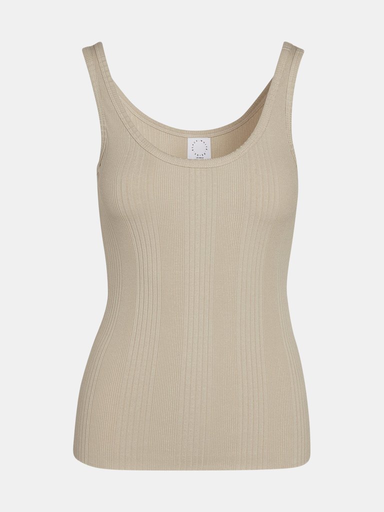 Beige Ribbed Tank