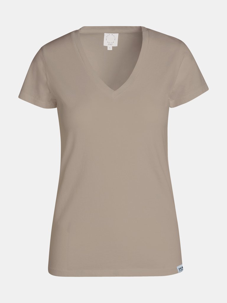 Beige V-Neck T-Shirt