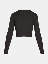 Black Long Sleeve Crop Top