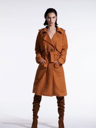 Faux suede trench coat - Kate Barlow - Deep Orange