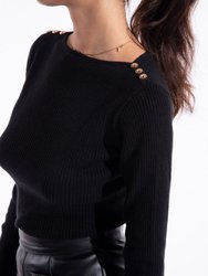 Shoulder Button Ribbed Top