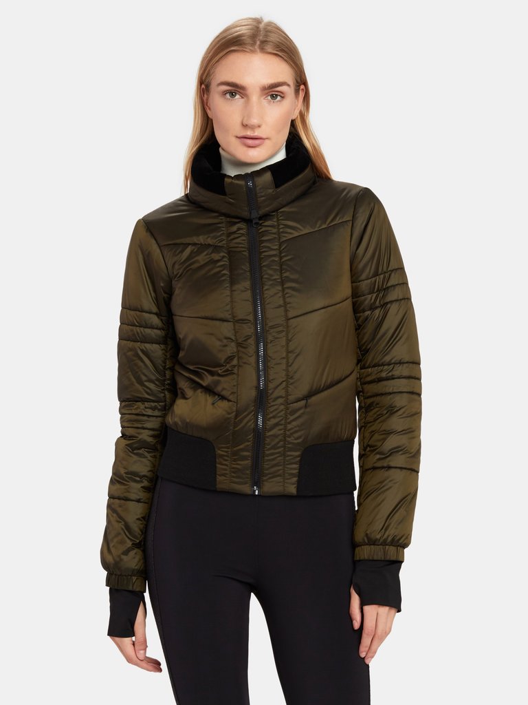 Bella Nylon Cropped Jacket - Forest Night