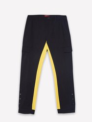 Men's Snap Cargo Pants In Black/Yellow