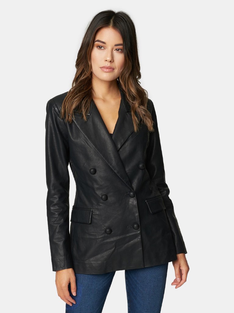 Carbon Vegan Leather Blazer  - Carbon