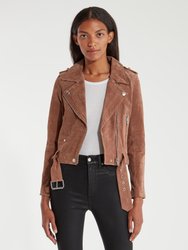 Coffee Bean Suede Moto Jacket - Coffee Bean