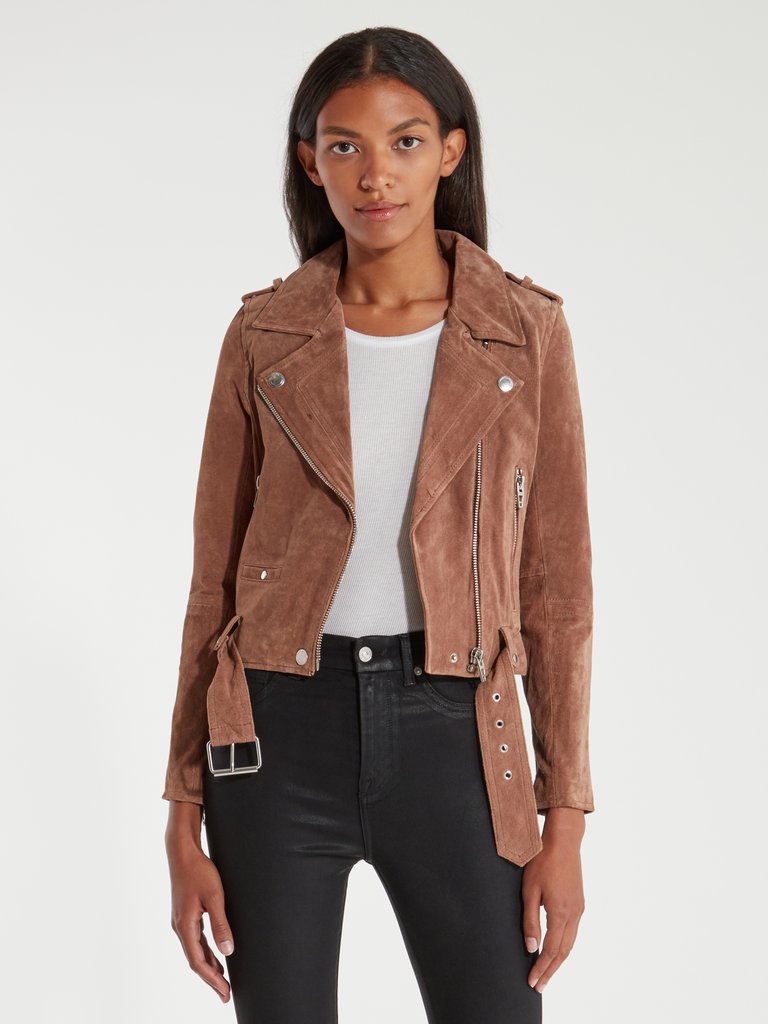 Coffee Bean Suede Moto Jacket - Coffee Bean