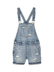 Distressed Jean Short Overalls