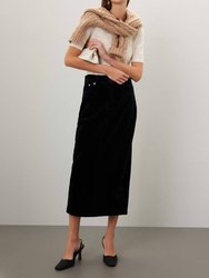 Last Dance Velvet Midi Skirt - Black - Black