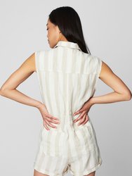 Striped Linen Romper In Changing Lanes