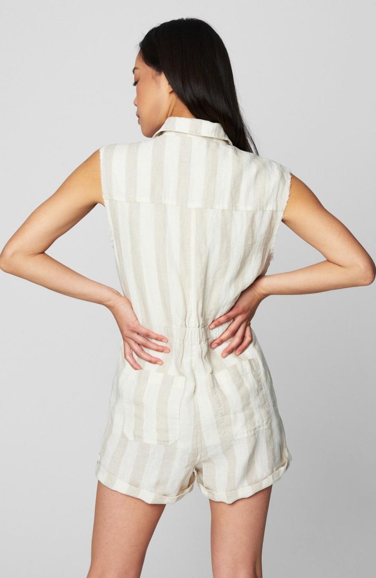 Striped Linen Romper In Changing Lanes