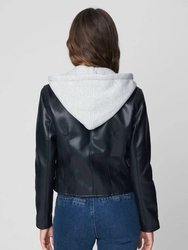 Whirlwind Hooded Leather Jacket In Black