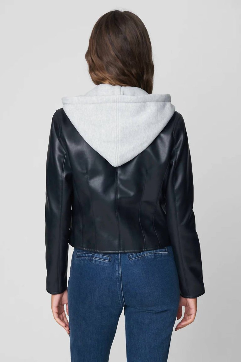 Whirlwind Hooded Leather Jacket In Black