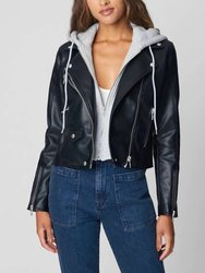 Whirlwind Hooded Leather Jacket In Black - Black