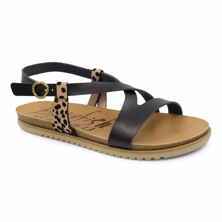 Women's Mercury Sandal In Black/leopard Print - Black/Leopard Print