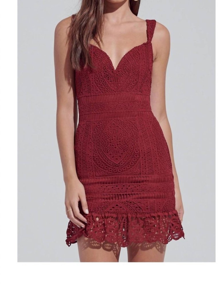 Crochet Mini Dress - Burgundy