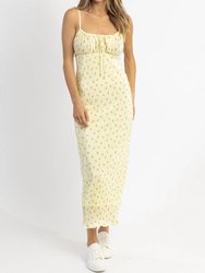 Emmy Floral Midi Dress - Yellow - Yellow