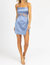 Lace Trim Satin Mini Dress - Dusty Blue