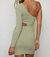 One Shoulder Waist Cut Out Ribbed Mini Dress