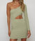 One Shoulder Waist Cut Out Ribbed Mini Dress - Olive Green