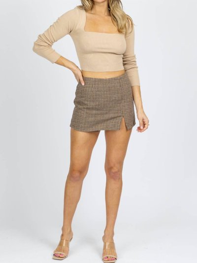 Blue Blush Plaid Side Slit Mini Skort product