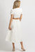 Puff Sleeve Waist Cutout Midi Dress