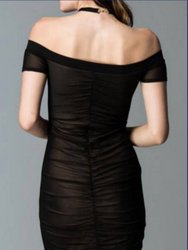 Ruched Mini Dress - Black
