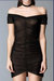 Ruched Mini Dress - Black - Black