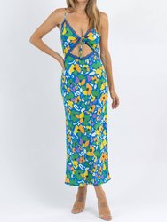 Siggi Cutout Floral Maxi Dress - Green Multi