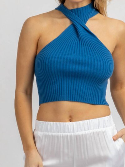 Blue Blush Twist Mockneck Knit Top product