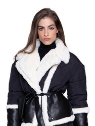 Baby Its Cold Wrap Puffer Jacket - Black And Off White