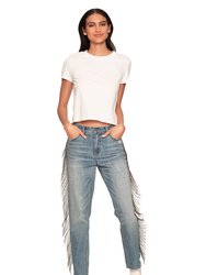 Chain Fringe Straight Jeans - Manchester Blue