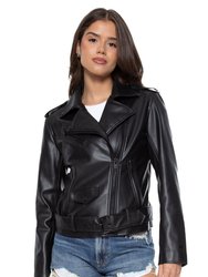 Classic Moto UNreal Leather Jacket In Black - Black