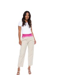 Dip Dye Trouser In Light Khaki With Pink - Light Khaki With Pink