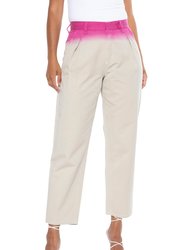 Dip Dye Trouser In Light Khaki With Pink - Light Khaki With Pink
