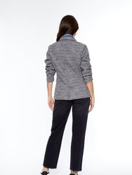 Helen Black & Rainbow Tweed Blazer With Removable Denim Insert