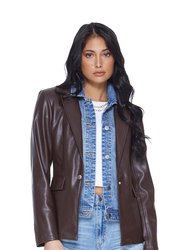 Helen Blazer In Unreal Leather In Chocolate