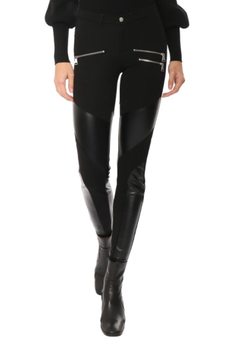 Hell On Wheels Unreal Leather And Ponte Skinny - Black