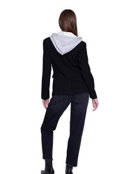 Hooded Helen Blazer In Black And Heather Cement