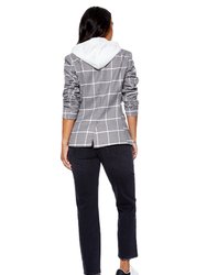 Hooded Helen Blazer In Houndstooth And White