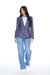Hooded Helen Blazer In Navy Plaid And Heather Cement