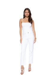 Quinn Mid Rise Straight Jean In White - White
