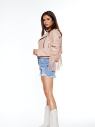 The Way She Moves Unreal Leather Jacket In Blush