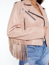The Way She Moves Unreal Leather Jacket In Blush