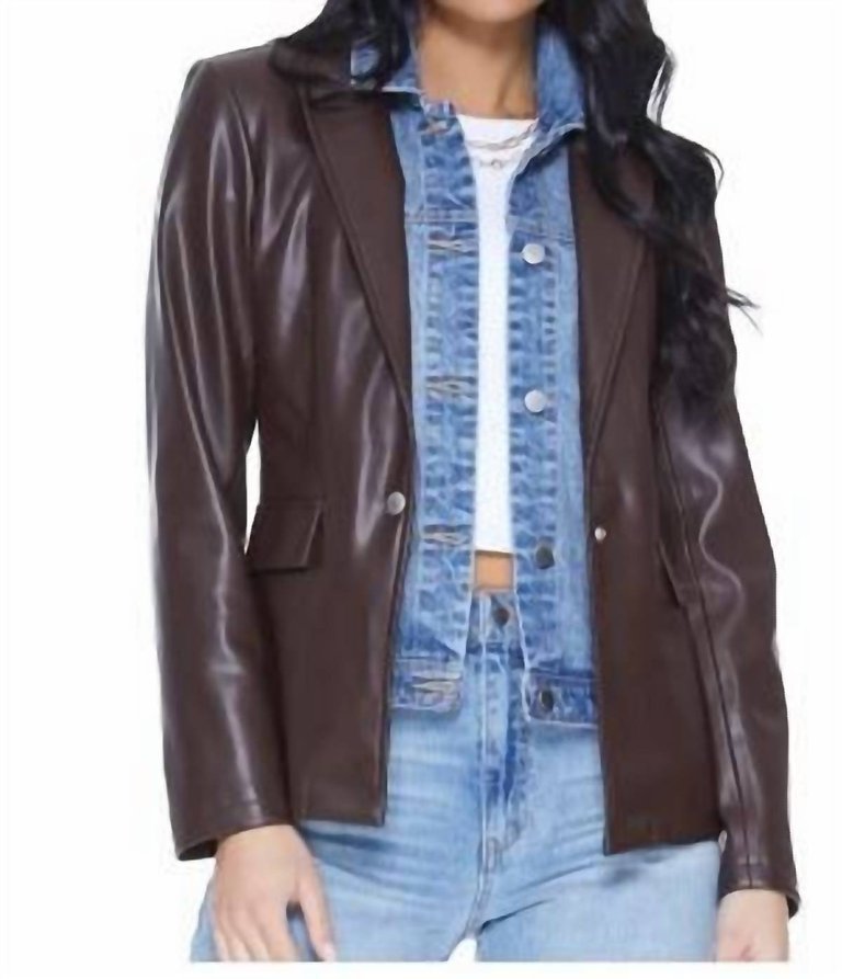 Unreal Leather Helen Blazer In Chocolate & Monaco - Chocolate & Monaco