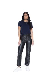Unreal Leather Straight Leg Pant In Black - Black