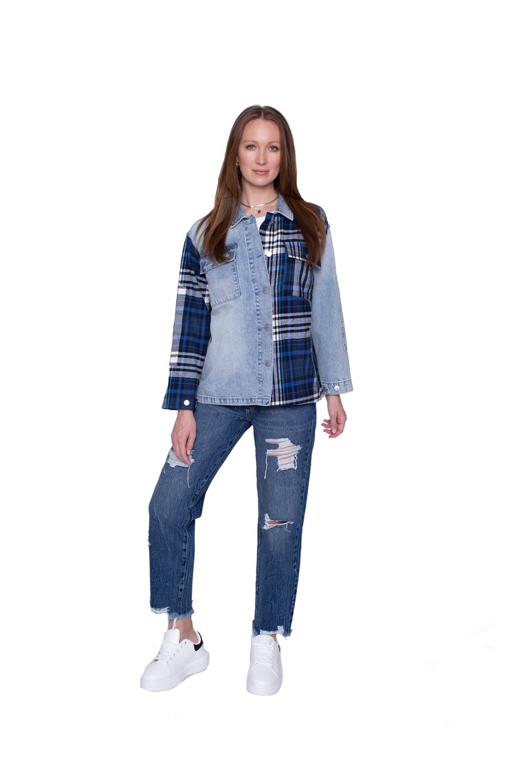 Your Ex Boyfriends Blue Plaid Shacket - Blue