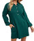 Anytime Ribbed Shirt Dress In Hunter Green - Hunter Green