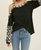 Asymmetrical Open Shoulder Top In Black - Black